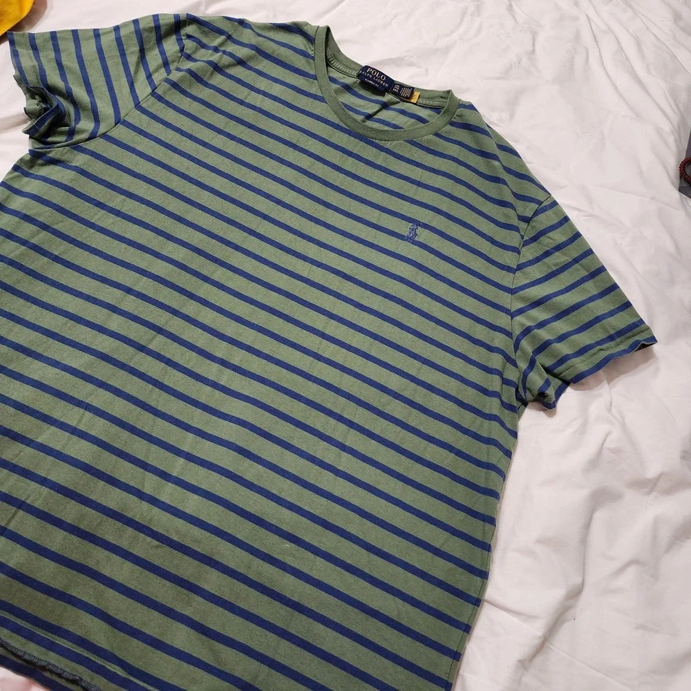 Polo Ralph Lauren Striped‎ Navy Green Men's T Shirt Tee Size XXL